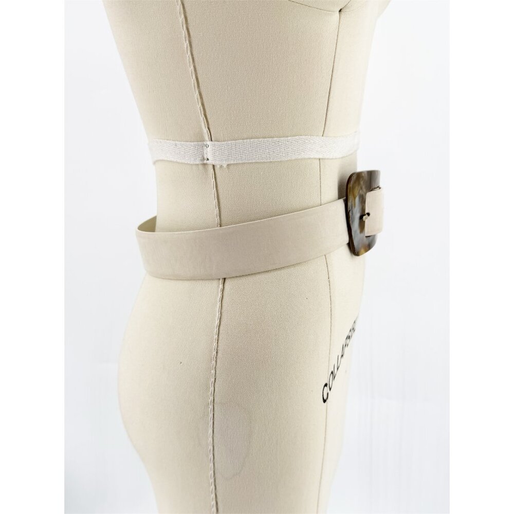mint&rose.Cinturón linen XL White Leather Belt with Marble-Effect Buckle - Picture 4 of 12